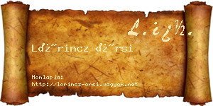 Lőrincz Örsi névjegykártya